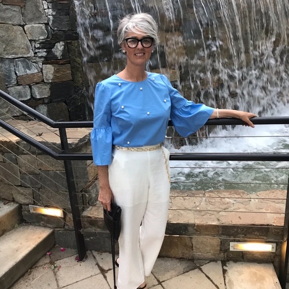 a.n.a blouse with pearl accents - Picture 2 of 5